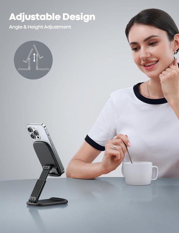 Picture of Lamicall Foldable Adjustable Phone Stand – Desk Holder for iPhone 8–17, Samsung S23 & 4–8” Mobile Devices