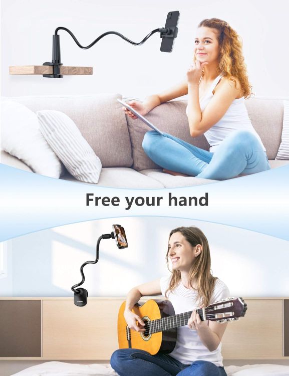 Picture of TRYONE Gooseneck Phone Holder – Flexible Adjustable Arm Clamp for Desk or Bed, Compatible with iPhone 11–14, Samsung S22 & 4–7” Smartphones