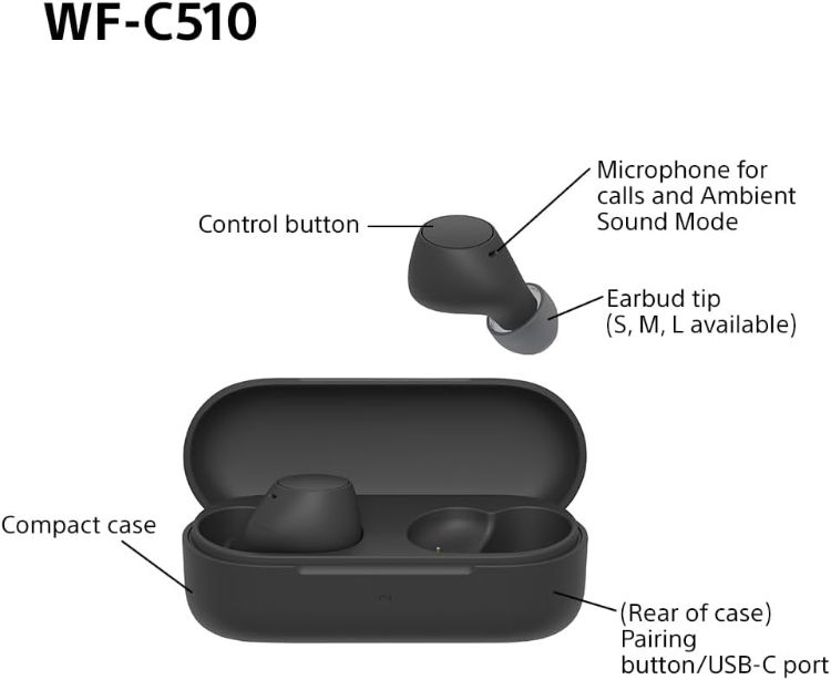 Picture of Sony WF-C510 Wireless In-Ear Earbuds – Bluetooth, Multipoint, Ambient Sound, 22H Battery