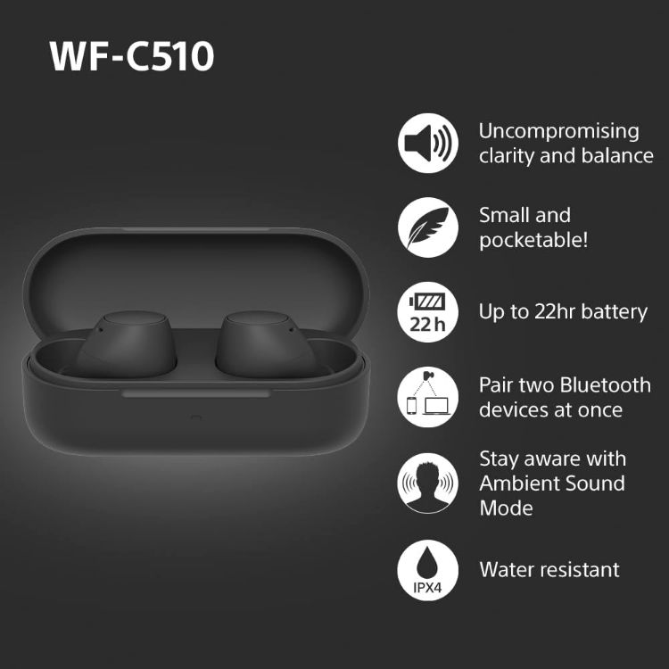 Picture of Sony WF-C510 Wireless In-Ear Earbuds – Bluetooth, Multipoint, Ambient Sound, 22H Battery
