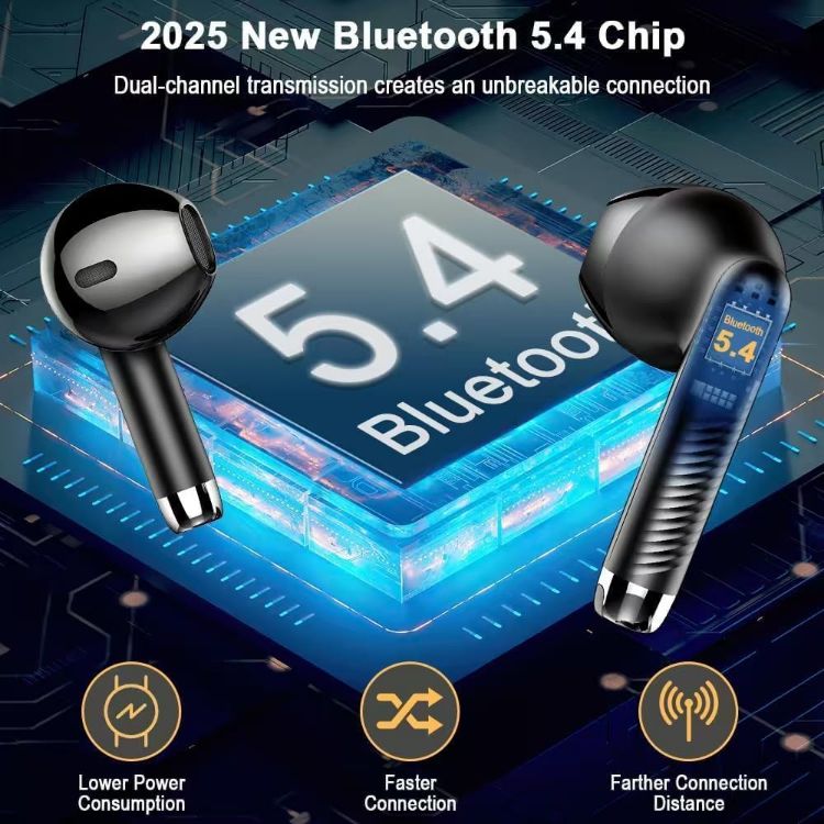 Picture of Wireless Earbuds 2025 – Bluetooth 5.4 In-Ear Headphones, 4 ENC Mics, HiFi Stereo, Deep Bass, 56H Playtime, Dual LED Display, IP7 Waterproof, USB-C
