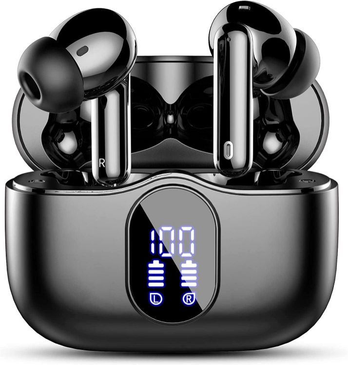 Picture of Wireless Earbuds – Bluetooth 5.3, 4 ENC Mics, Deep Bass, Mini Stereo, 36H Playtime, LED Display, IP7 Waterproof
