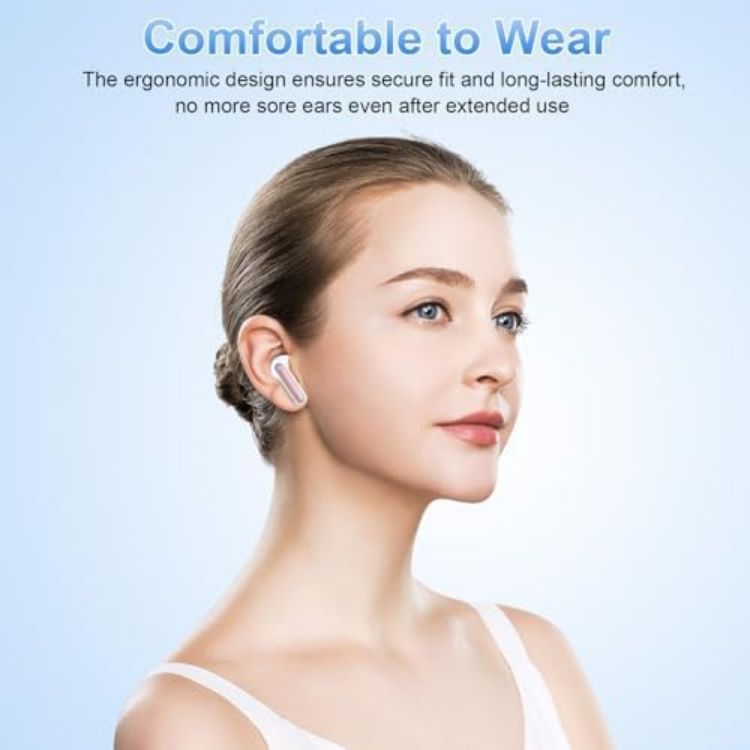 Picture of Wireless Bluetooth 5.4 Earbuds – HiFi Stereo, Deep Bass, 4 ENC Noise-Canceling Mics, 40H Playtime, Dual LED Display, IPX7 Waterproof, Rose Gold