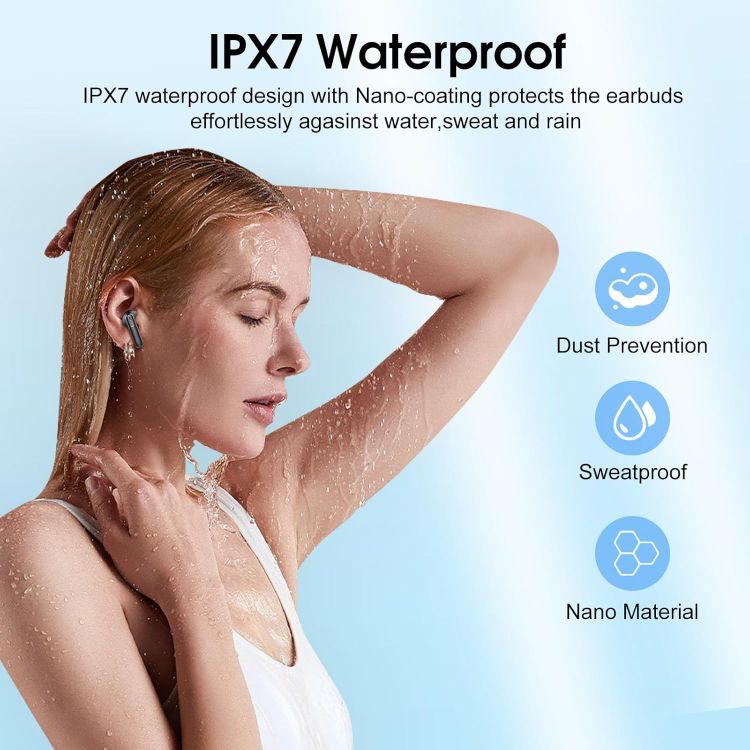 Picture of Wireless Bluetooth 5.4 Earbuds – 3D Stereo, 4 ENC Mics, 40H Playtime, Deep Bass, IPX7, USB-C