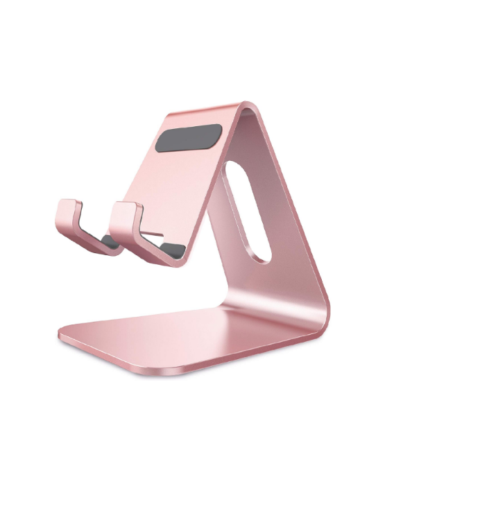 Picture of Aluminum Desktop Phone Stand – Universal Cradle & Holder for iPhone 6–16, All Smartphones, and Nintendo Switch (Rose Gold)