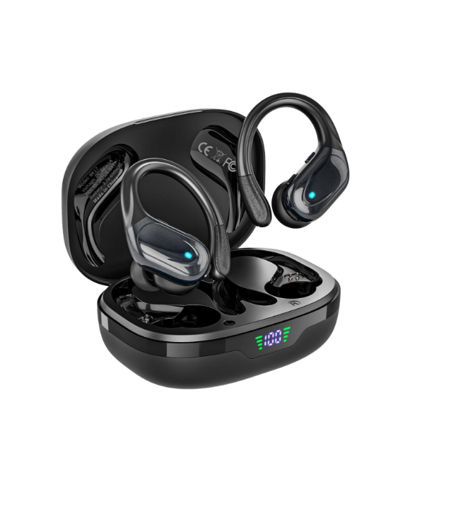 Picture of Wireless Sports Bluetooth Earbuds – 80H Playtime, LED Power Display, Noise-Canceling, IPX7 Waterproof Earphones for Workout & Running