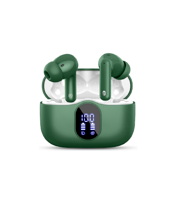 Picture of Wireless Bluetooth 5.3 Earbuds – HiFi Stereo Sound, 4 ENC Noise-Canceling Mics, 36H Playtime, LED Display, IPX7 Waterproof In-Ear Headphones, Green