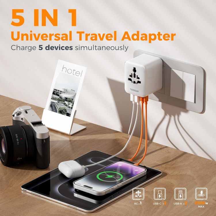 Picture of TESSAN Universal Travel Adapter with 2 USB-C & 2 USB-A Ports – UK to Worldwide (Not Voltage Converter)
