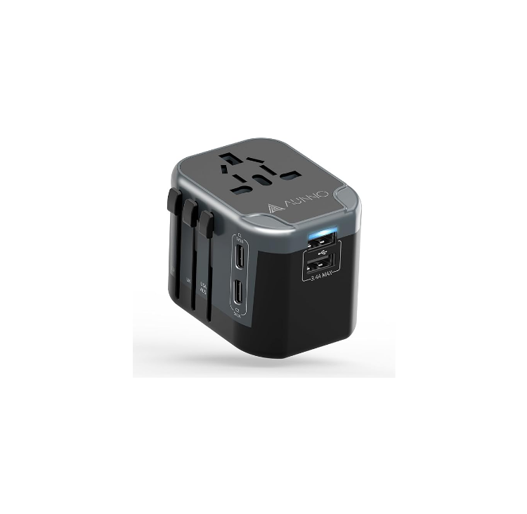 Picture of Universal Travel Adapter – All-in-One International Plug with 2 USB-C & 2 USB Ports, Dual Safety Fuses, UK to EU Compatible