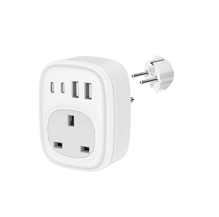 Picture of UK to EU Plug Adapter – 40W USB-C Fast Travel Charger, Type E/F, Europe Compatible