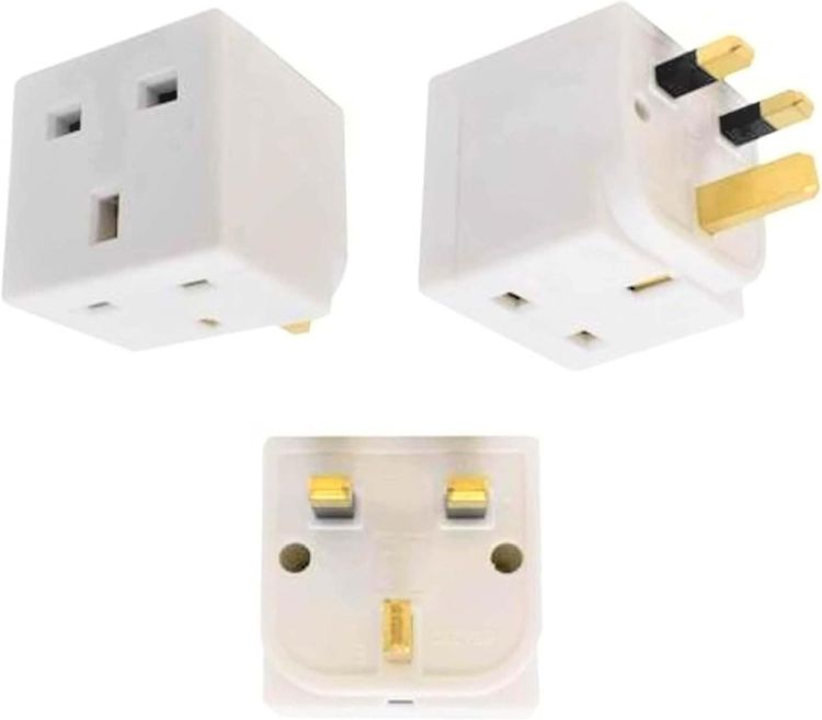 Picture of 2-Way 13A UK 3-Pin Plug Adaptor Splitter – Multi Socket Wall Cube Extension for Kitchen, Home & Office (Single Pack)