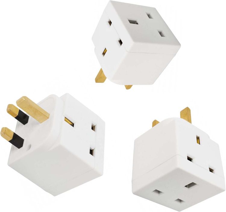 Picture of 2-Way 13A UK 3-Pin Plug Adaptor Splitter – Multi Socket Wall Cube Extension for Kitchen, Home & Office (Single Pack)