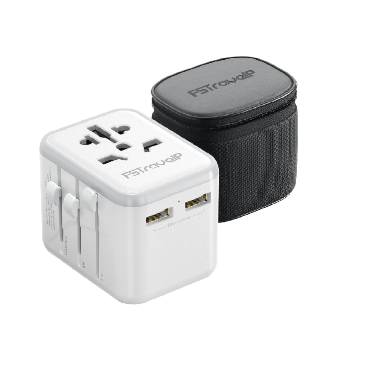 Picture of Worldwide Universal Travel Adapter with Dual USB – All-in-One International Plug for USA, UK, EU, AU & 150+ Countries (Dual 10A Fuse)