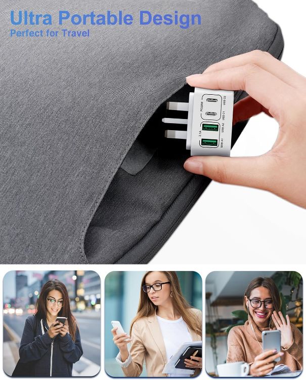 Picture of 40W USB-C Fast Charging Plug, UK 4-Port Multi USB Charger Adapter – Dual USB-C & USB-A Wall Charger for iPhone 16/15/14/13/12/11, iPad & Samsung Galaxy