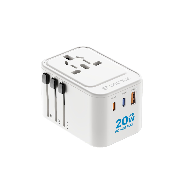 Picture of Universal Travel Adapter – All-in-One International Plug with 2 USB-C (PD 20W) & 1 USB-A Ports for USA, UK, EU, AU & 224+ Countries – White UK
