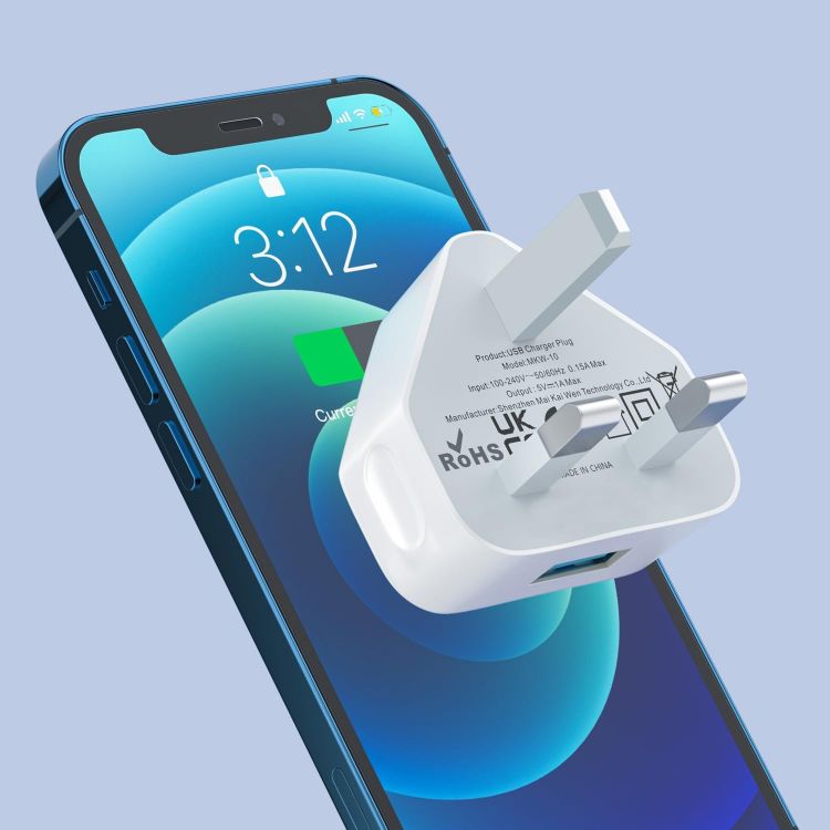 Picture of USB Adapter Plug UK 4-Pack – 5V 1A 3-Pin USB Wall Charger Compatible with iPhone 14/14 Pro/14 Plus/14 Pro Max, 13, 12, 11, XR, XS Max, SE, 8, 7, 6, 5