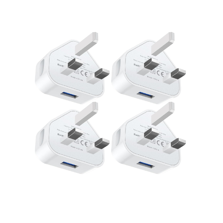 Picture of USB Adapter Plug UK 4-Pack – 5V 1A 3-Pin USB Wall Charger Compatible with iPhone 14/14 Pro/14 Plus/14 Pro Max, 13, 12, 11, XR, XS Max, SE, 8, 7, 6, 5