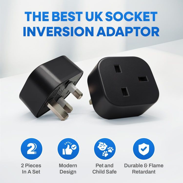 Picture of Upside Down Plug Adapter 2-Pack – Patent-Pending Compact Single-Socket Inverted Adapter for Hard-to-Reach Outlets & Wall Devices