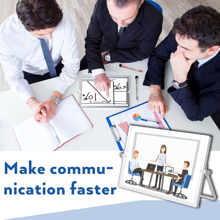 Picture of Nicpro A3 Double-Sided Magnetic Mini Whiteboard 40x30cm with Stand, Pens, Eraser & Magnets Portable