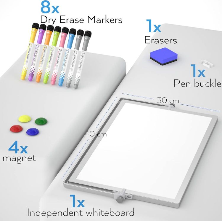 Picture of Nicpro A3 Double-Sided Magnetic Mini Whiteboard 40x30cm with Stand, Pens, Eraser & Magnets Portable