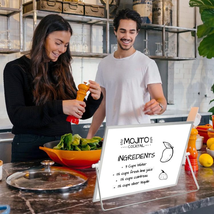 Picture of Dollar Boss A4 Magnetic Mini Whiteboard 20x30cm – Double-Sided Desk Board with Stand, 8 Pens & Eraser