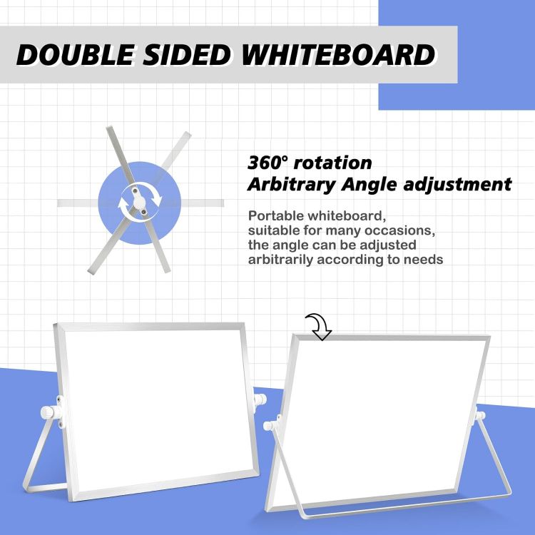 Picture of Dollar Boss A4 Magnetic Mini Whiteboard 20x30cm – Double-Sided Desk Board with Stand, 8 Pens & Eraser