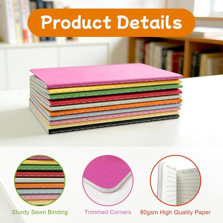 Picture of Ojussa 10-Pack A6 Rainbow Lined Notebooks, 60 Pages Each – Colorful Notepads for Students, Memos, Diaries, Travel, and Planning, 14×9cm
