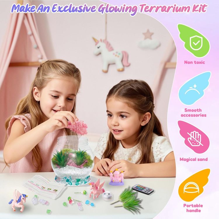 Picture of MELAND Unicorn Terrarium Kit for Kids, DIY Craft Gift for Girls Ages 5–8 Birthday Present