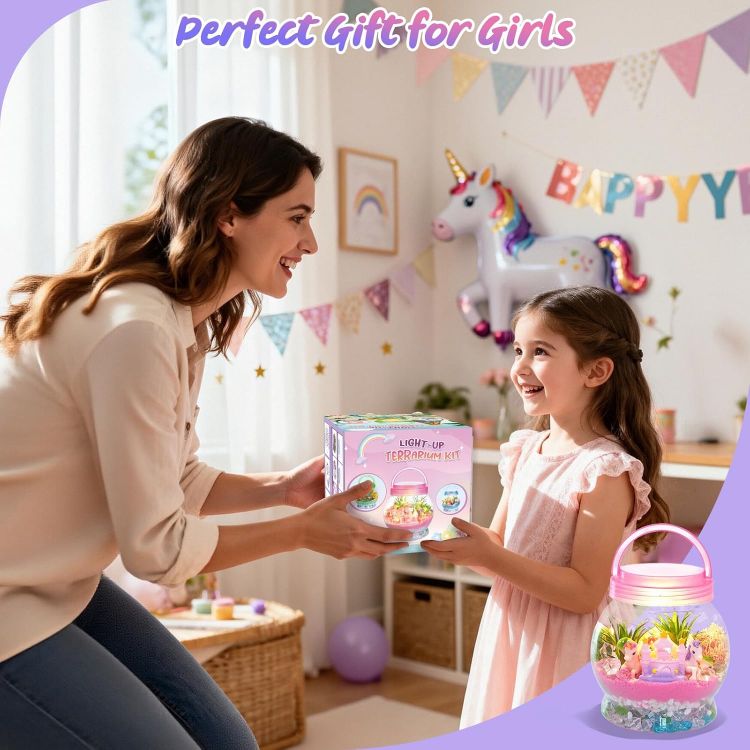 Picture of MELAND Unicorn Terrarium Kit for Kids, DIY Craft Gift for Girls Ages 5–8 Birthday Present