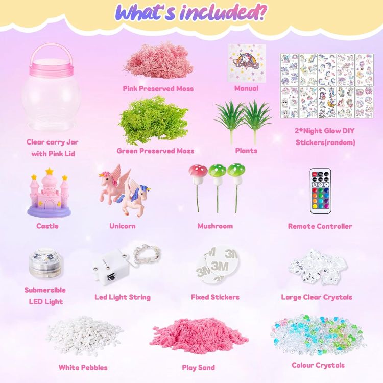 Picture of MELAND Unicorn Terrarium Kit for Kids, DIY Craft Gift for Girls Ages 5–8 Birthday Present