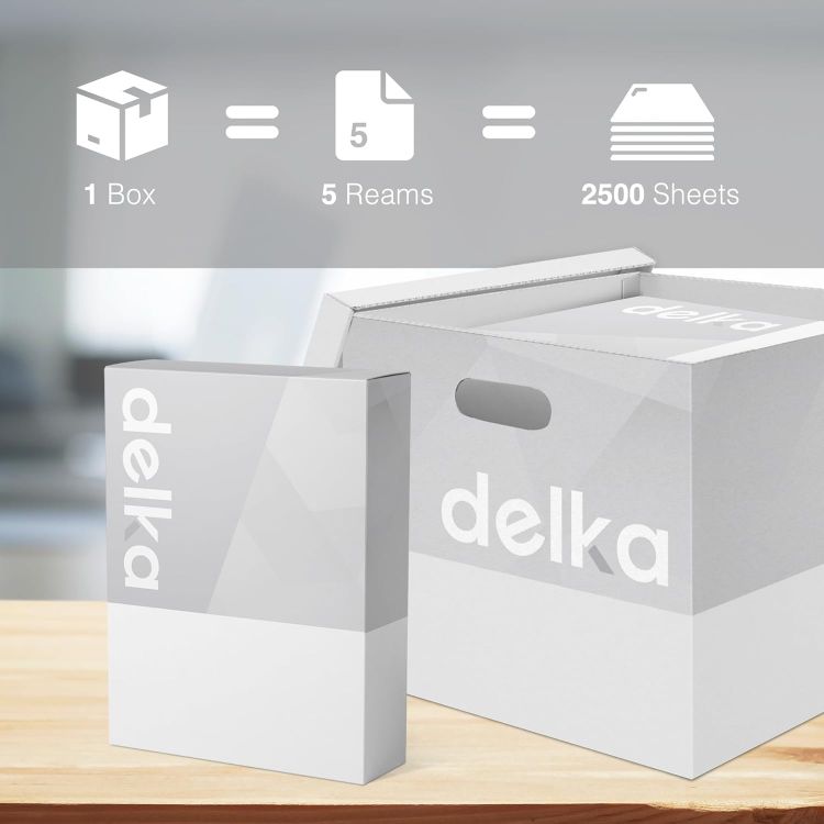 Picture of delka Multi-Purpose A4 Printer Paper, 75gsm A4 Paper, 2 Ream, 1000 Sheets, White