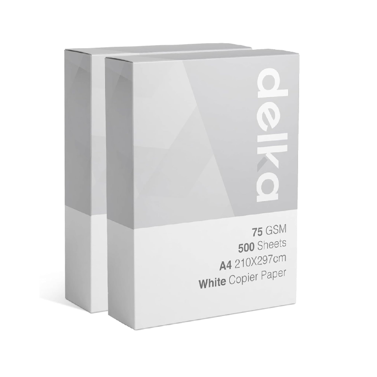 Picture of delka Multi-Purpose A4 Printer Paper, 75gsm A4 Paper, 2 Ream, 1000 Sheets, White