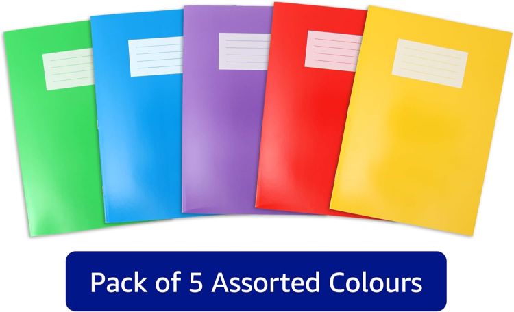 Picture of Oxford A4 Exercise Books – 80 Pages, Pack of 5, Assorted Colours, 8mm Ruled with Margin, Premium Quality