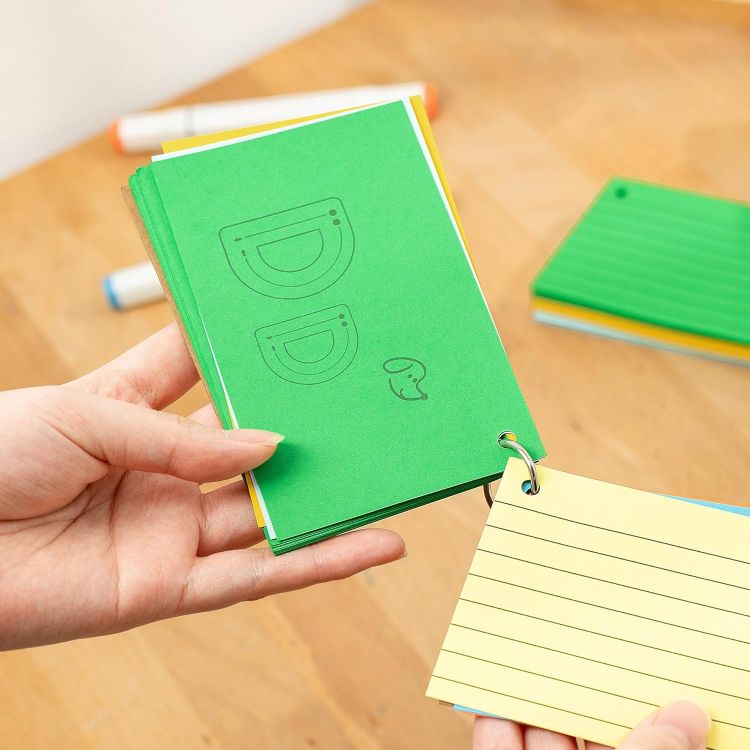 Picture of 500PCS Colored Index Cards with Rings – 10 Colors, 5"x3", Lined & Blank, Study & Office Use