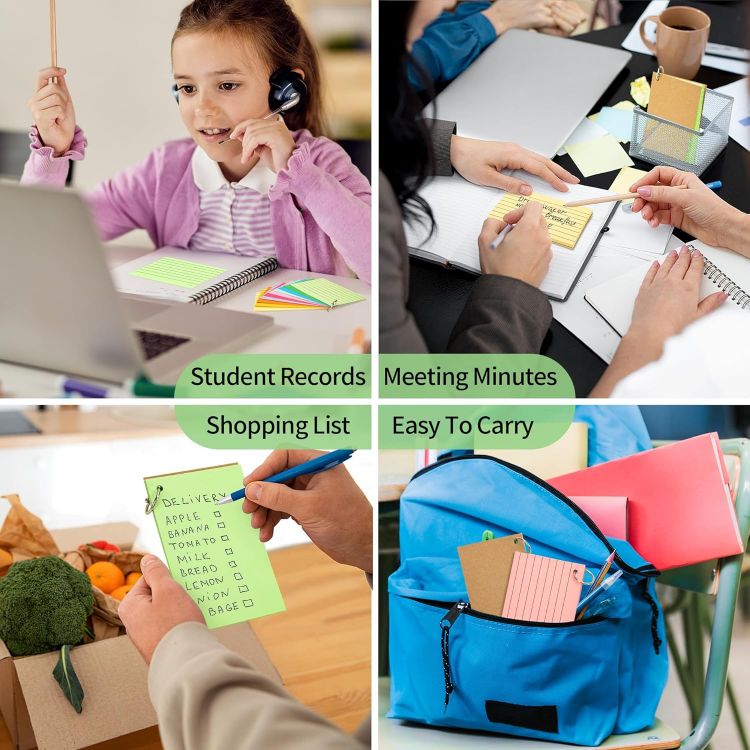 Picture of 500PCS Colored Index Cards with Rings – 10 Colors, 5"x3", Lined & Blank, Study & Office Use